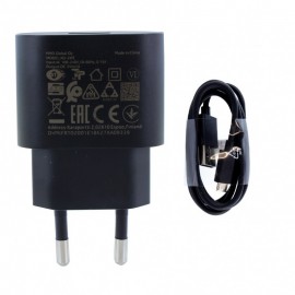 Hálózati töltő USB aljzat (5V / 1000mA, 5W, gyorstöltés támogatás + microUSB kábel) FEKETE