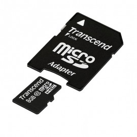 Memóriakártya MicroSDHC 8GB Class 10 + adapter, Transcend